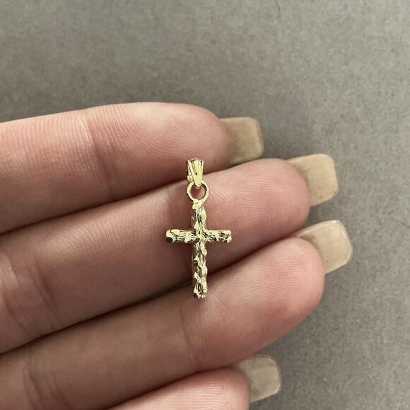 Solid 10k Gold Nugget Cross Pendant ~ NEW~ LAST ONE - Picture 5 of 12